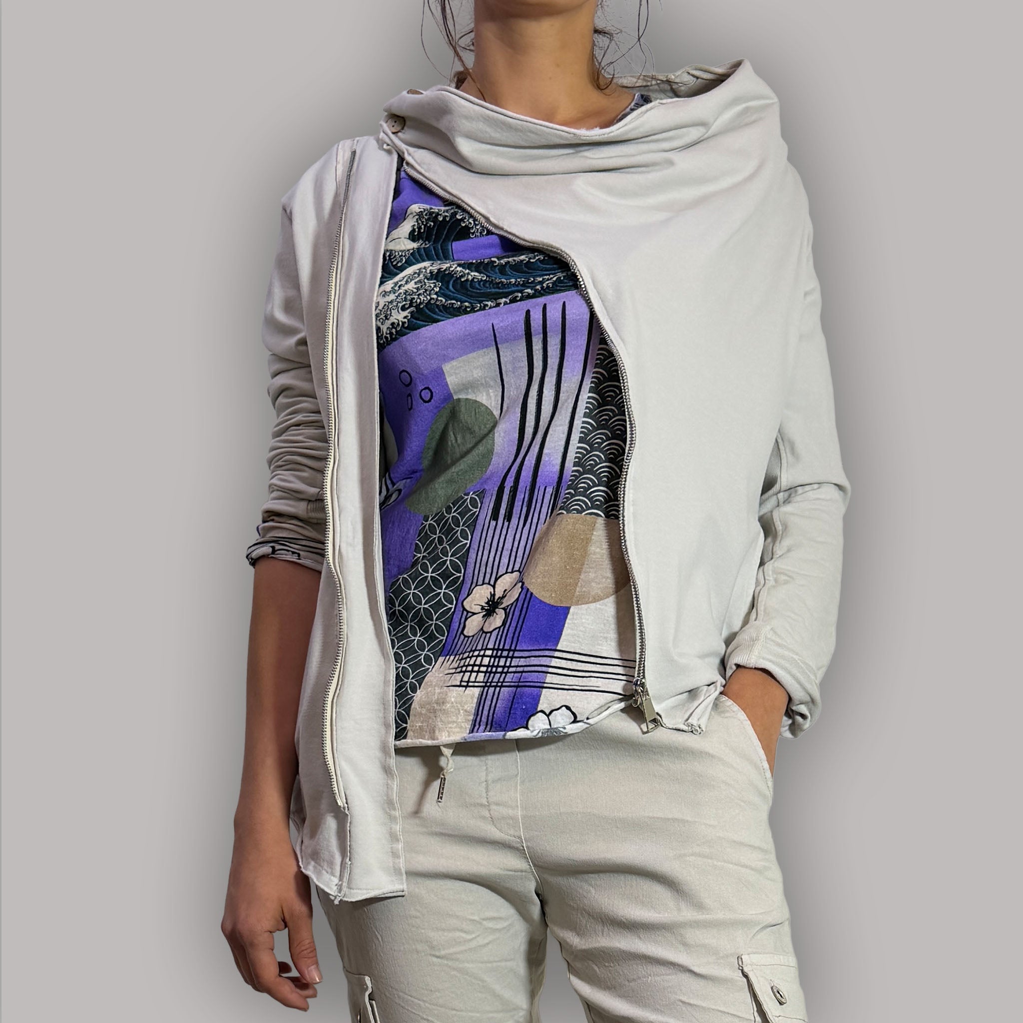 RIA CHAQUETA CREM DIAGONAL FLP L