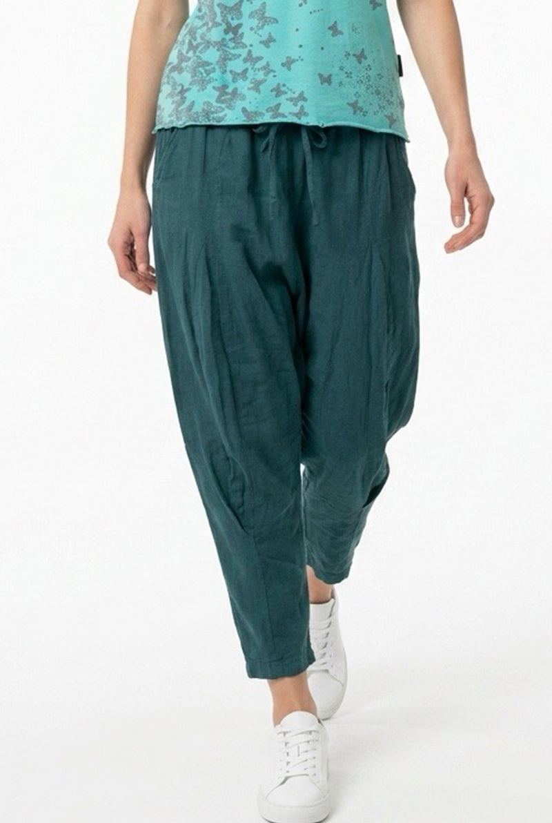 Pantalón Bombacho de Lino Gris – Silueta Relajada