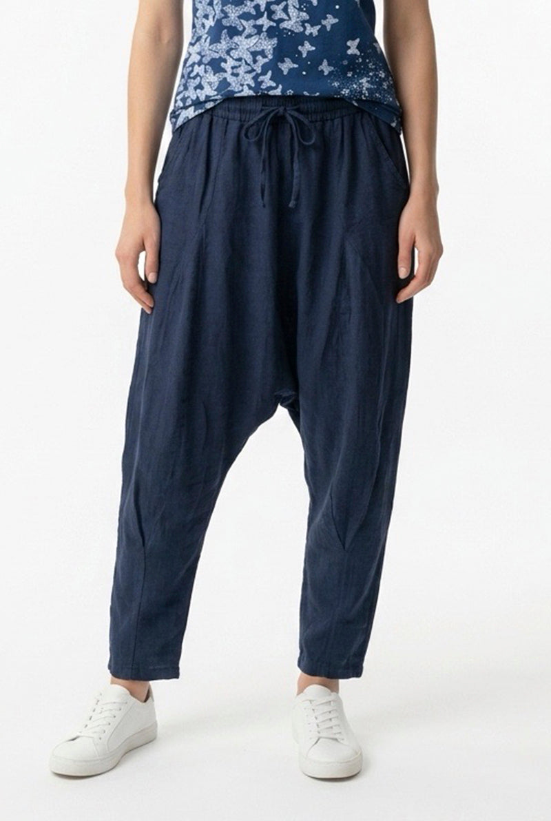 Pantalón Bombacho de Lino Gris – Silueta Relajada