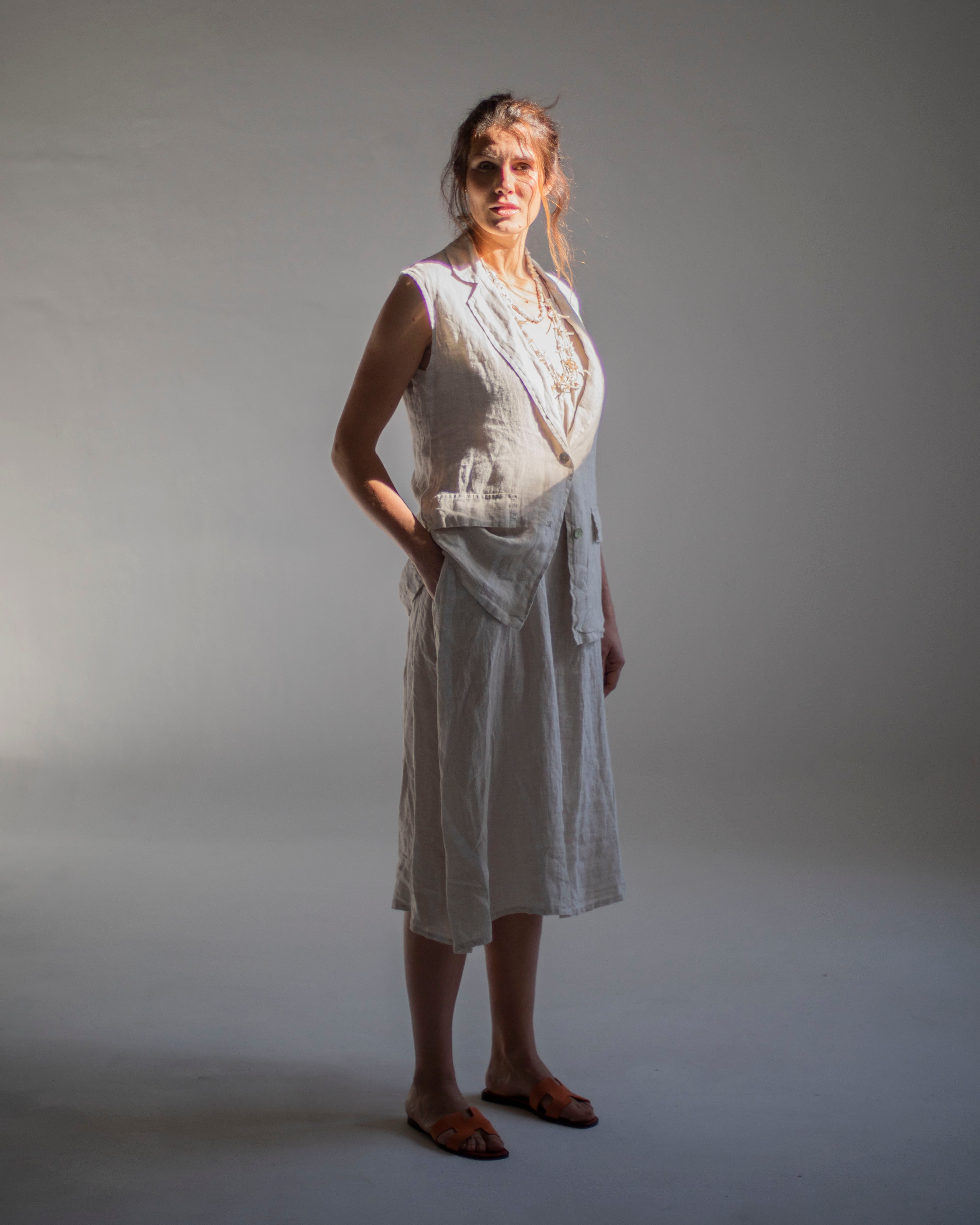 Chaleco de lino con solapas para mujer | AG-25