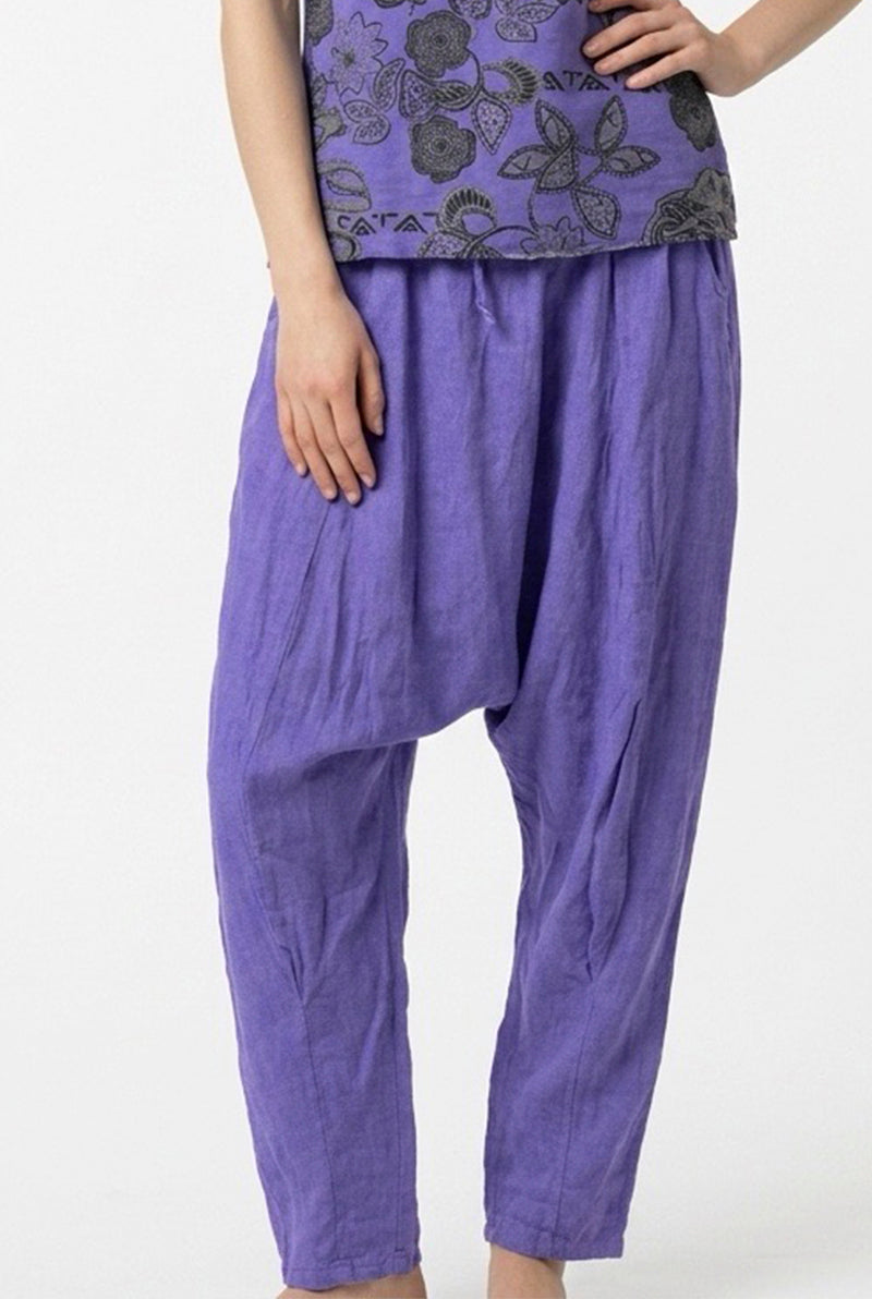 Pantalón Bombacho de Lino Gris – Silueta Relajada